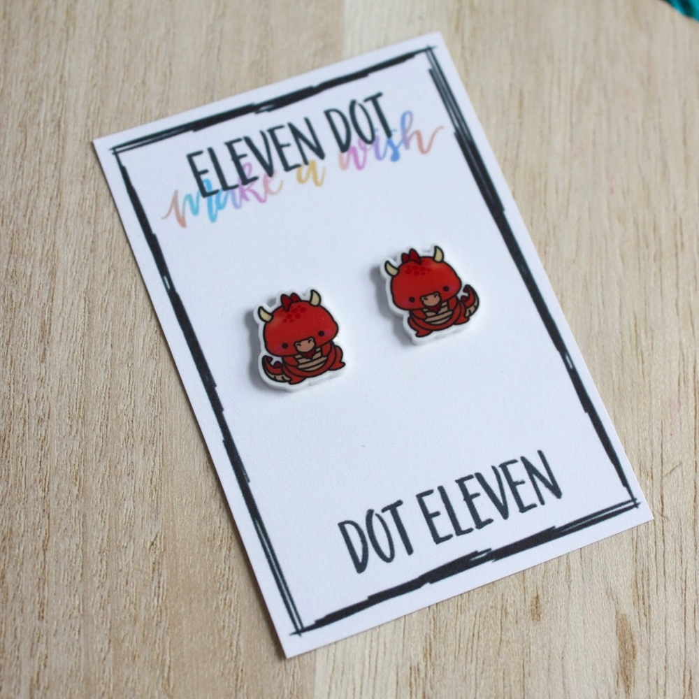 Chinese Zodiac Kawaii Dragon Stud Post Earrings